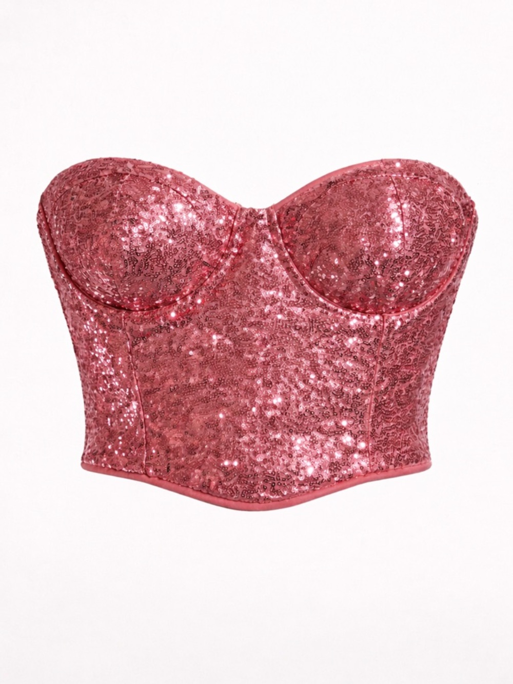 Altar’d State Pink Sequin Bustier Crop Top | Strapless Corset | Size L